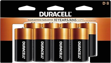 Duracell Coppertop D Batteries, 8 Count (Pack of 1), D Battery with Long-Lasting Power, All-Purpose Alkaline Battery for Household and Office Devices