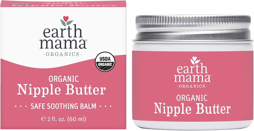 Earth Mama Organic Nipple Butter™ | Nipple Cream Safe for Breastfeeding | Postpartum Essentials for Nursing | Non Lanolin Nipple Cream, 2-Fluid Ounce