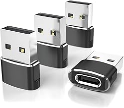 Elebase USB to USB C Adapter for iPhone 17 4Pack,USBC Female to A Male Car Charger Adapter,Type C Converter Apple 17e 16 Pro Max 15 14 Plus,iWatch Watch 11 10 Ultra 3,iPad Air,Samsung Galaxy S26,Black (One Size)