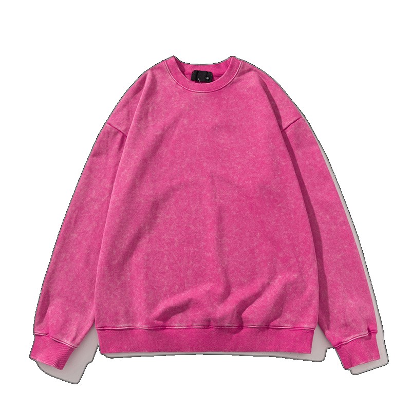 European and American washed distressed round neck sweatshirt men's oversize off-shoulder pullover spring autumn youth popular long sleeves sleeves
