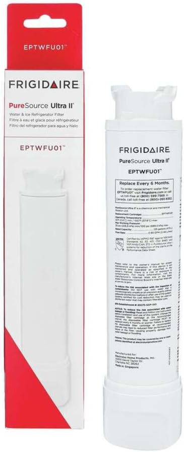 FRIGIDAIRE EPTWFU01 PureSource Ultra II Refrigerator Water Filter, 1 Count, White (One Size)
