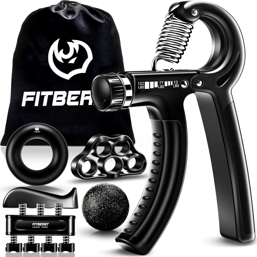 FitBeast Grip Strengthener Forearm Strengthener Hand Grips Strengthener Kit - 5 Pack Adjustable Resistance (One Size)