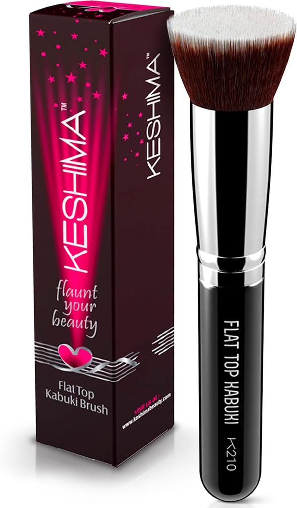 Flat Top Kabuki Foundation Brush By KESHIMA - Premium Makeup Brush for Liquid, Cream, and Powder - Buffing, Blending, and Face - 1.2" Top Diameter (One Size)
