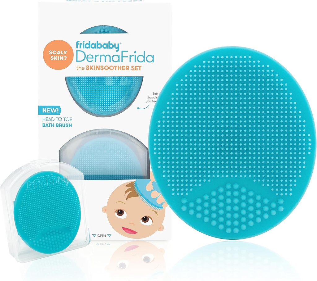 Frida Baby DermaFrida The SkinSoother Baby Bath Brush, Cradle Cap Brush for Babies, Baby Essential for Dry Skin, Cradle Cap Treatment and Eczema, 2 Pack (One Size)