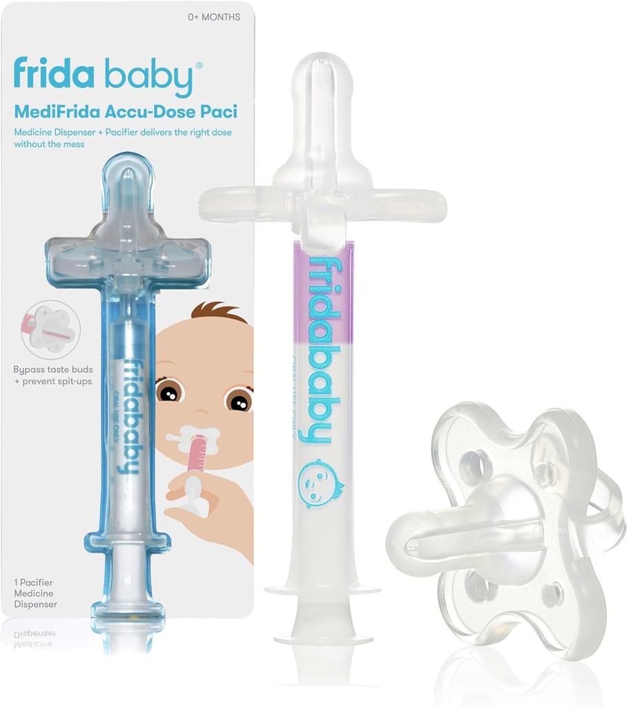 Frida Baby Medicine Pacifier Syringe, Accu-Dose Paci, Medi Frida Dispenser for Mess & Fuss Free Use, Made in USA (One Size)