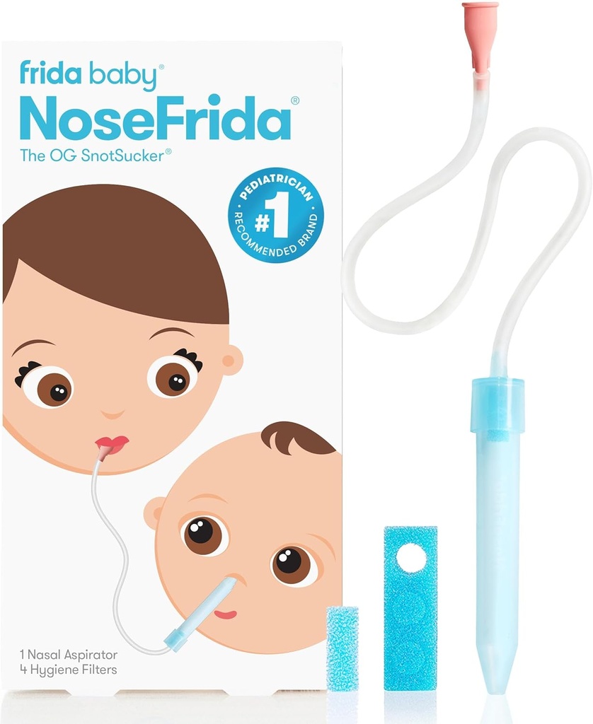 Frida Baby NoseFrida SnotSucker for Baby, Nasal Aspirator for Baby, Nose Sucker Baby Nasal Aspirator & 4 Hygiene Filters to Help Baby Breathe Easy (One Size)
