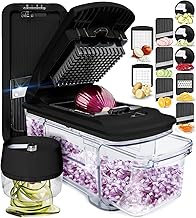 Fullstar Mandoline Slicer for Kitchen - Vegetable Chopper, Onion Potato Food Veggie Fruit Slicer and Cutter with Container, Kitchen Gadgets & Gifts, Home Essentials (6 in 1, Black) (One Size)