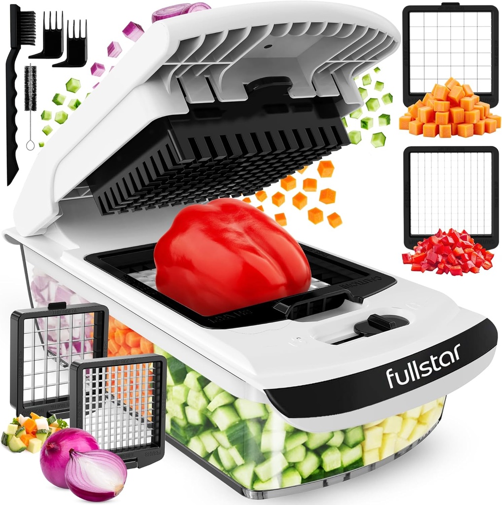 Fullstar The Original Pro Chopper - Vegetable Chopper and Dicer, Food Chopper with Container, Fruit Cutter, Kitchen Gadgets & Gifts, Home Essentials (2 in 1, White) (One Size)