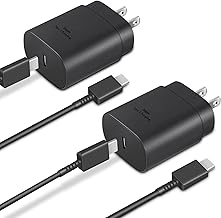 GUUSMART Type C Charger 2-Pack 25W Type C Fast Charging Block with 6ft USB C Charger Cable Compatible with Galaxy S26 S25 S24 S23 S22 S21/Phone 17/16/16 Pro Max/15/15 Pro Max/15 Plus-Black (One Size)