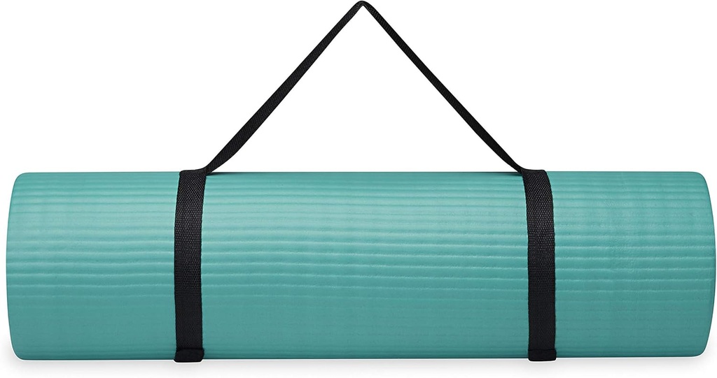 Gaiam Essentials Yoga Mat, Pilates & Exercise Mat, Thick 2/5" (10mm) Workout Mat with Easy-Cinch Carrying Strap for Home & Gym Workouts