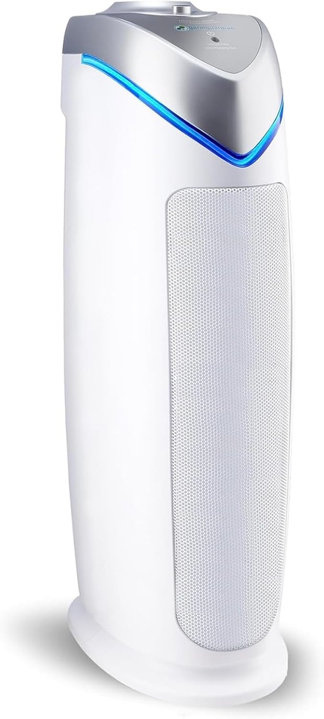 GermGuardian Air Purifier for Home with HEPA Pure Filter, for Wildfire Smoke, Pet Dander, Pollen, Odors, Large Rooms Up To 743 Sq. Ft., Removes 99.97% Pollutants, UV-C Light, 22", AC4825W, White (One Size)