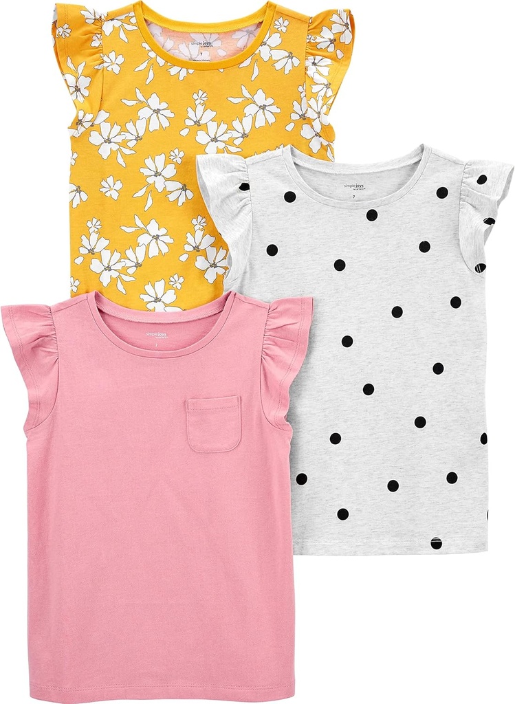 Girls Short-Sleeve Shirts and Tops, Pack of 3