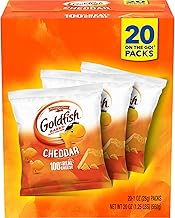 Goldfish Cheddar Cheese Crackers, Baked Snack Crackers, 1 oz On-the-Go Snack Packs, 20 Count Box (One Size)