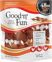 Good ‘n’ Fun Triple Flavor Kabobs Chews for All Dogs, 48 Ounces, Treat Your Dog to Chews Made from Beef Hide, Real Chicken, Pork Hide, Duck and Chicken Liver (One Size)