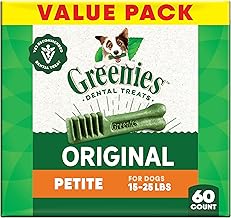 Greenies Veterinarian-Recommended Adult Natural Dental Dog Treats Petite Size, Dog Dental Chews, Original Flavor, 36 oz. Pack, 60 Count (One Size)