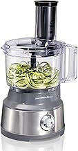 Hamilton Beach Food Processor & Vegetable Chopper for Slicing, Shredding, Mincing, and Puree, 10 Cups + Veggie Spiralizer makes Zoodles and Ribbons, Grey and Stainless Steel (70735) (One Size)