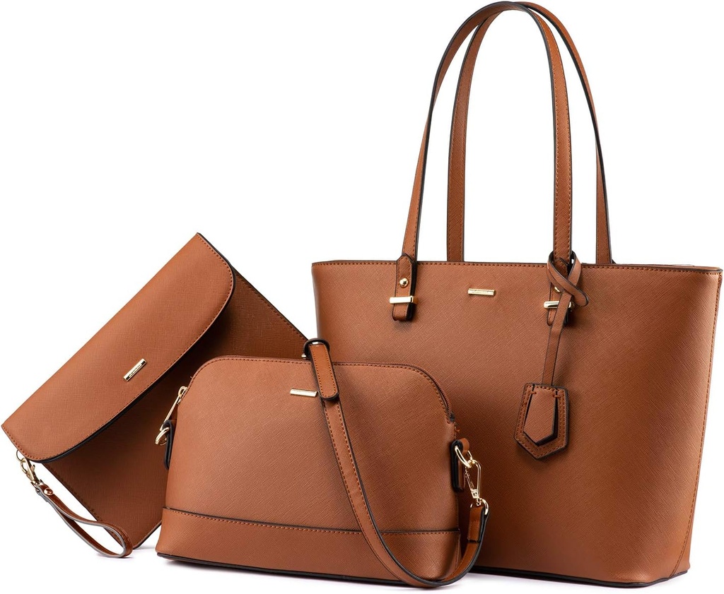 Handbags for Women Shoulder Bags Tote Satchel Hobo 3pcs Purse Set (One Size)