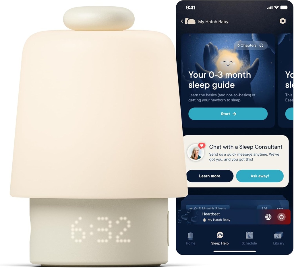 Hatch Baby Sound Machine, Night Light (Putty) | Sleep Support | Registry Essential, Routine Builder, Time-to-Rise Alarm Clock, White Noise, Nursery Stories, Toddler Kids (Wi-Fi) (One Size)