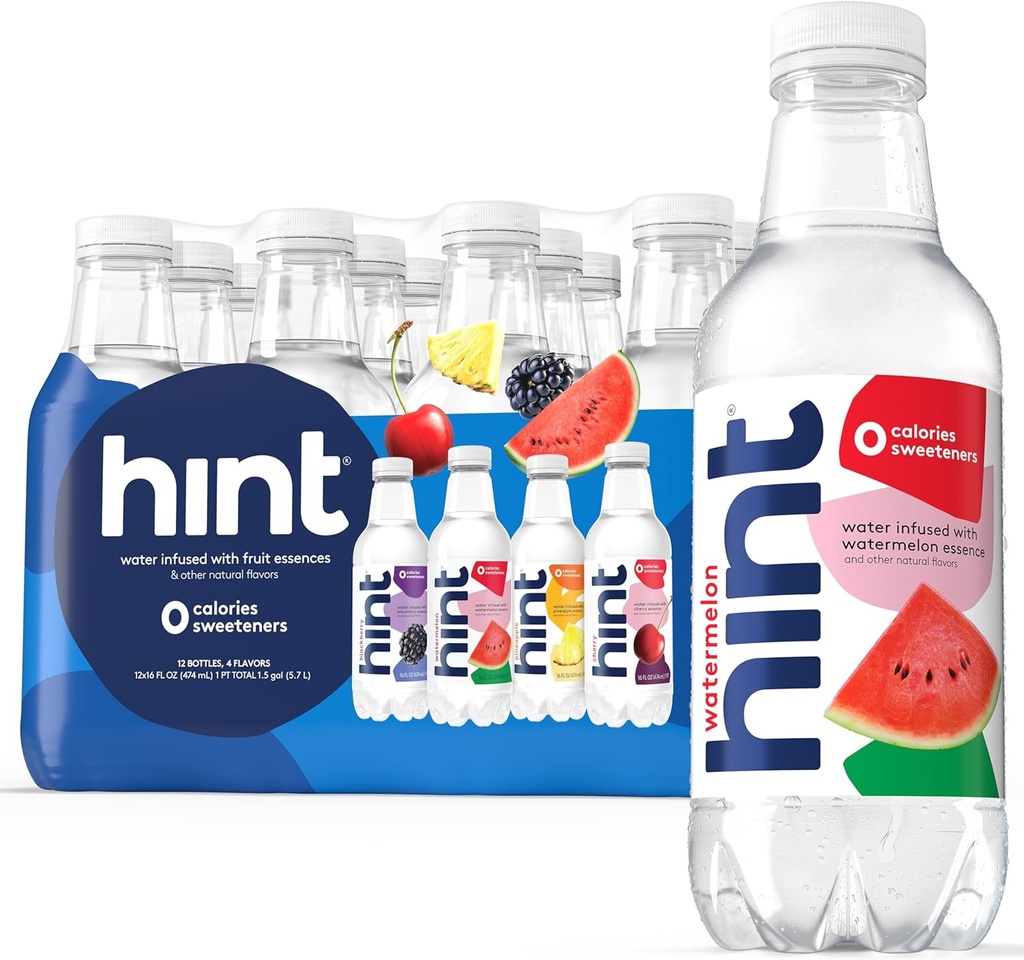 Hint Fruit-Infused Bottled Water, Best Sellers Variety Pack - Sugar Free Flavored Water with Zero Calories, Natural Fruit Essences, and No Artificial Sweeteners - 16 Fl Oz (Pack of 12) (One Size)