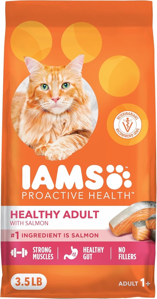 IAMS Proactive Health Adult Healthy Dry Cat Food with Real Salmon, 3.5 lb. Bag (One Size)