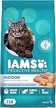 IAMS Proactive Health Dry Cat Food, Indoor Weight and Hairball Care Cat Food Dry Recipe, with Real Chicken in Every Bite, 7 lb. Bag (One Size)