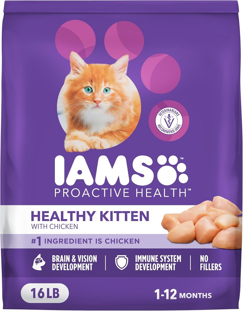 IAMS Proactive Health Healthy Kitten Dry Cat Food with Chicken, 16 lb. Bag (One Size)