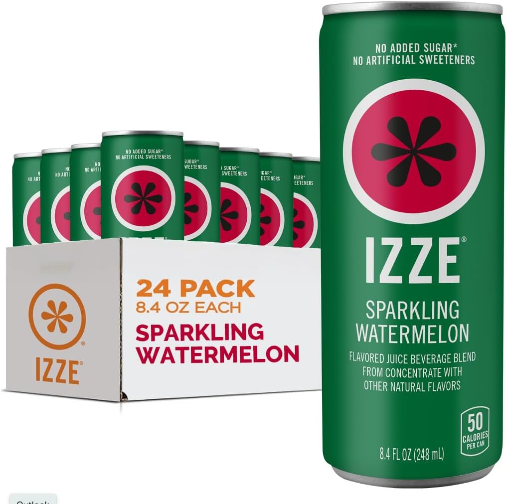 IZZE Sparkling Juice Beverage Blend, Watermelon, No Sugar Added, 8.4 FL OZ, 24 Cans (One Size)