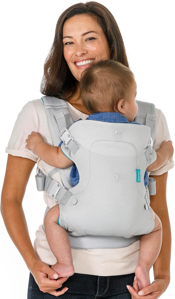 Infantino Flip 4-in-1 Light & Airy Convertible Baby Carrier, Adjustable, Ergonomic Babywearing, Registry Essential, Baby Carrier for Newborn to Toddler (One Size)