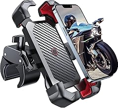 JOYROOM Motorcycle Phone Mount, [1s Auto Lock][100mph Military Anti-Shake] Bike Phone Holder for Bicycle, [10s Quick Install] Handlebar Phone Mount, Compatible with iPhone, Samsung, All Cell Phone (One Size)