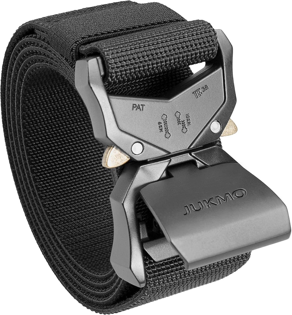 JUKMO Tactical Belt, Military Hiking Rigger 1.5" Nylon Web Work Belt with Heavy Duty Quick Release Buckle (One Size)