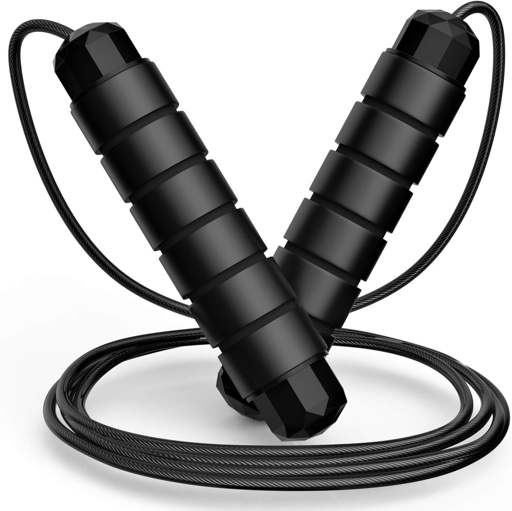 Jump Rope, Tangle-Free Rapid Speed Jumping Rope Cable with Ball Bearings for Women, Men & Kids, Adjustable Steel Jump Rope with Foam Handles for Home Gym Exercise Fitness Workout Equipment & Slim Body (One Size)