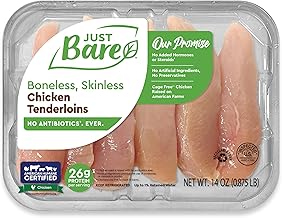 Just Bare® Natural Fresh Chicken Tenders | Antibiotic Free | Boneless | Skinless | 0.88 LB (One Size)