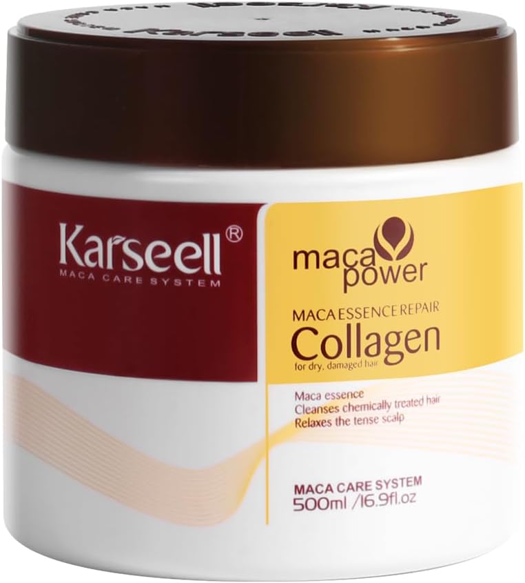 Karseell Collagen Hair Treatment Deep Repair Conditioning Argan Oil Collagen Hair Mask Essence for Dry Damaged Hair All Hair Types 16.90 oz 500ml (One Size)