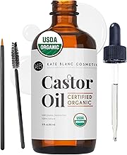 Kate Blanc Cosmetics Castor Oil Organic for Hair, Lashes, Face (2oz), 100% Pure, Cold Pressed, Hexane Free Hair Oil. Lash Serum for Thicker-Looking Eyelashes & Eyebrows (One Size)