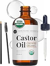 Kate Blanc Cosmetics Castor Oil Organic for Hair, Lashes, Face, Skin (2oz), 100% Pure, Cold Pressed, Hexane Free Hair Oil. Lash Serum for Thicker-Looking Eyelashes & Eyebrows (One Size)