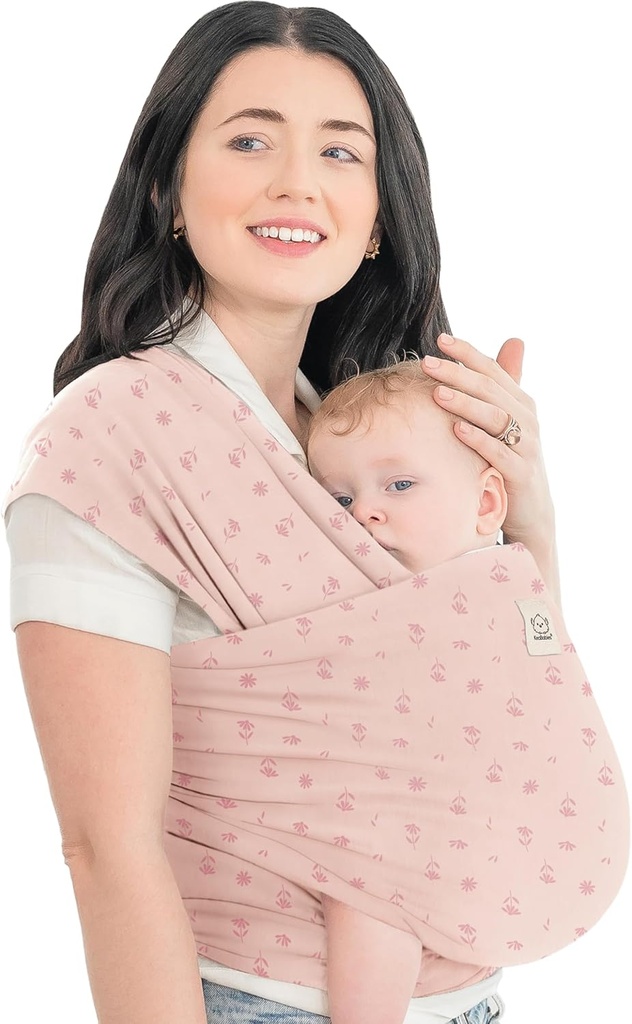 KeaBabies Baby Wrap Carrier - All in 1 Original Baby Carrier Newborn to Toddler Sling, Easy to Wear, Hands Free Bonding, Lightweight, Breathable Infant Wraps (Pink Daisies) (One Size)