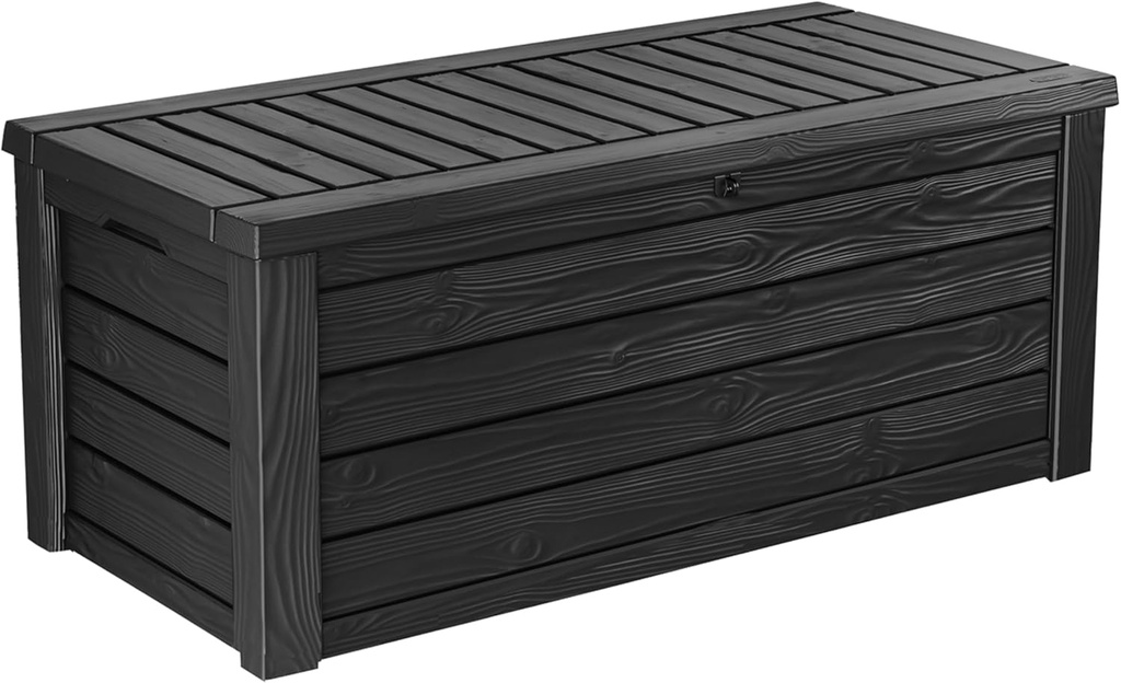 Keter Westwood 150 Gallon Resin Large Outdoor Storage Box for Patio Furniture, Outdoor Cushions, Garden Tools and Pool Floats, Dark Grey (One Size)