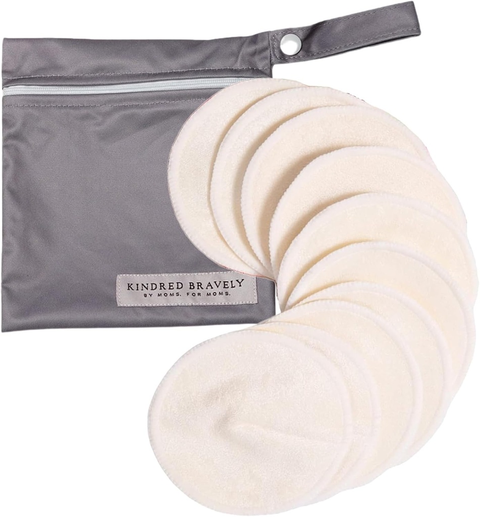 Kindred Bravely Organic Reusable Nursing Pads, Washable, for Breastfeeding & Leaking with Carry Bag, 10 Pack 4.5" D (Twilight Regular) (One Size)