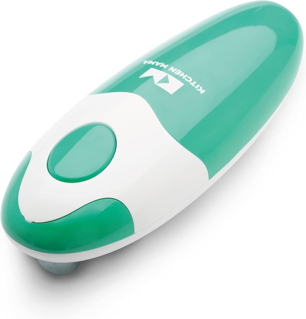 Kitchen Mama Auto Electric Can Opener: Open Your Cans with A Simple Press of Button - Automatic, Hands Free, Smooth Edge, Food-Safe, Battery Operated, YES YOU CAN (Teal) (One Size)
