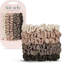 Kitsch Ultra-Petite Satin Scrunchies for Women - No Crease, Frizz-Free Sleep | Softer Than Silk Scrunchies Gentle On Hair Scrunchies for All Hair Types | Stylish Hair Accessories - Eucalyptus, 6pcs (One Size)