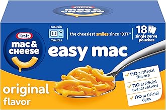 Kraft Easy Mac and Cheese, 18 Packets, for Easy Dinner or Dinner Sides, Original Flavor, No Artificial Flavors, Preservatives or Dyes, 38.7 oz (One Size)