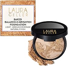 LAURA GELLER NEW YORK Award-Winning Baked Balance-n-Brighten Color Correcting Powder Foundation - Medium - Buildable Light to Medium Coverage - Demi-Matte Natural Finish (One Size)