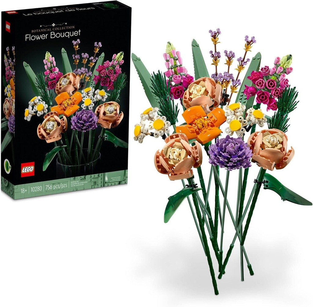 LEGO Botanicals Flower Bouquet Building Set - Artificial Flowers for Decoration for Home and Display, Ages 18+ - Small Fake Flowers for Table, Desk, Office - Gift for Birthdays - 10280