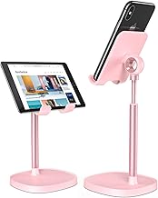 LISEN Pink Gifts Home Room Decor, Cute Phone Stand Desk Accessories for Women Office Supplies, Pink Kitchen Decor for iPhone Women Teen Girls Kawaii Essentials Vanity Decor Fits Switch iPad 4-10in (One Size)