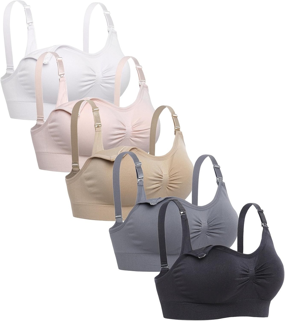 Lataly Womens Seamless Nursing Bra Sleeping Maternity Bralette for Breastfeeding Pack of 3 (One Size)