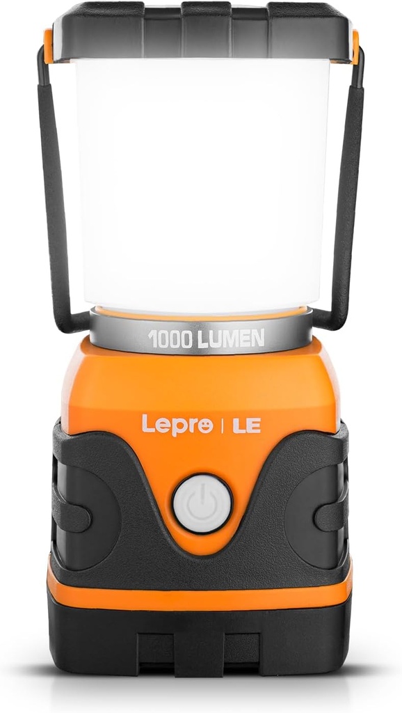 Lepro 1000LM Battery Powered LED Camping Lantern, Orange Tent Light with 4 Light Modes, Camping Essentials, Waterproof Lantern Flashlight for Camping, Emergency Light, Power Outage, Not Rechargeable (One Size)