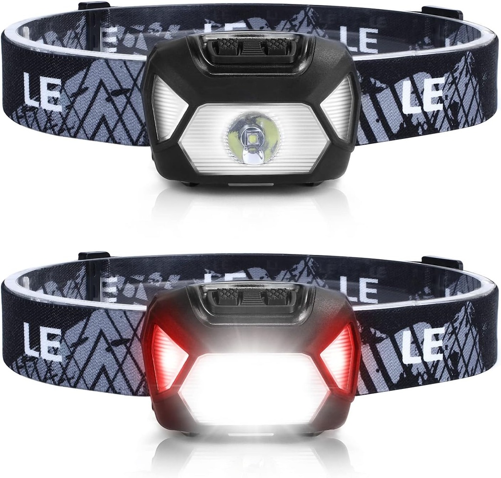 Lepro HeadLamp, 2 Pack Super Bright LED Head lamp with 6 Lighting Modes, Waterproof, Battery Powered LED Lightweight Headlight for Cycling Running Camping for Kids Adults (One Size)