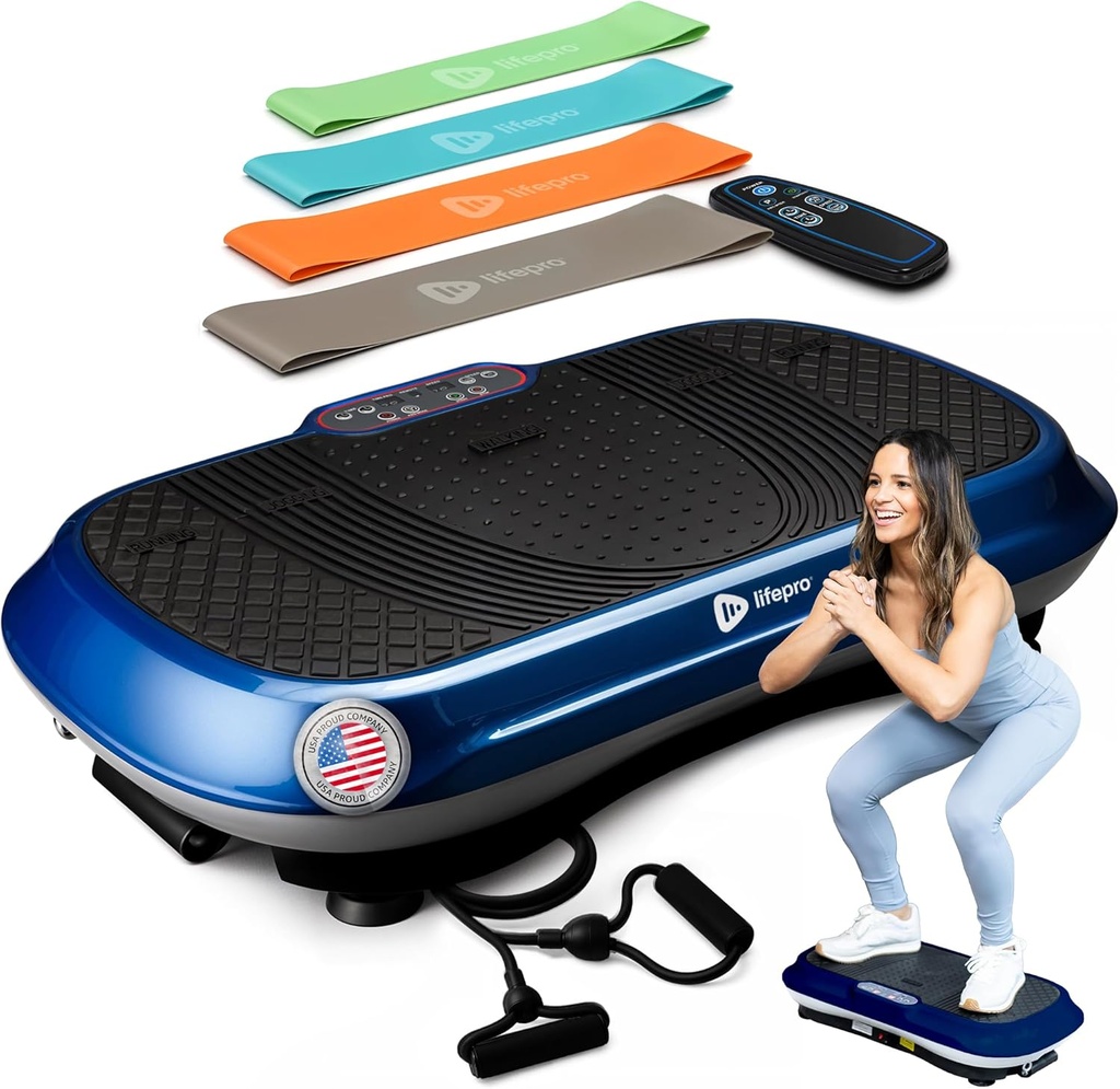 Lifepro Waver Vibration Plate Exercise Machine for Lymphatic Drainage, Muscle Activation, Full-Body Workout Vibrating Platform with Loop Bands, Fitness Equipment for Strength Toning & Fat Loss (One Size)