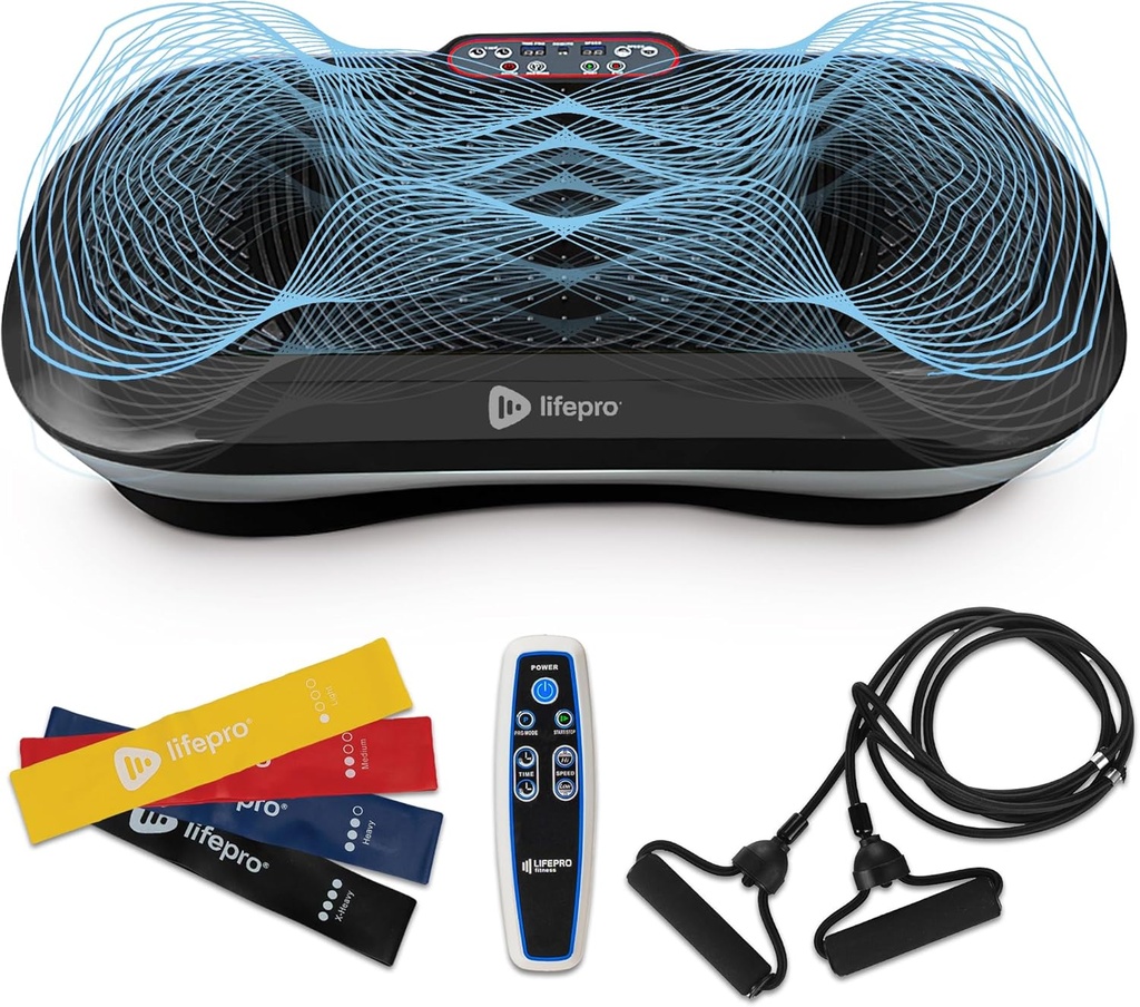 Lifepro Waver Vibration Plate Exercise Machine – High-Intensity Vibration Plate for Lymphatic Drainage – Full-Body Workout Vibrating Platform with Loop Bands – Fitness Equipment for Strength & Toning (One Size)