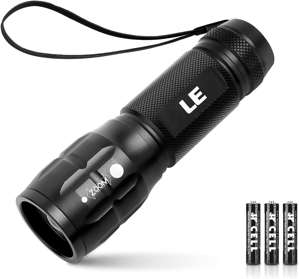 Lighting EVER LED Flashlights High Lumens, Small Flashlight, Waterproof, Adjustable Focus Flash Light for Outdoor, Emergency, AAA Batteries Included, Tactical & Camping Accessories (One Size)